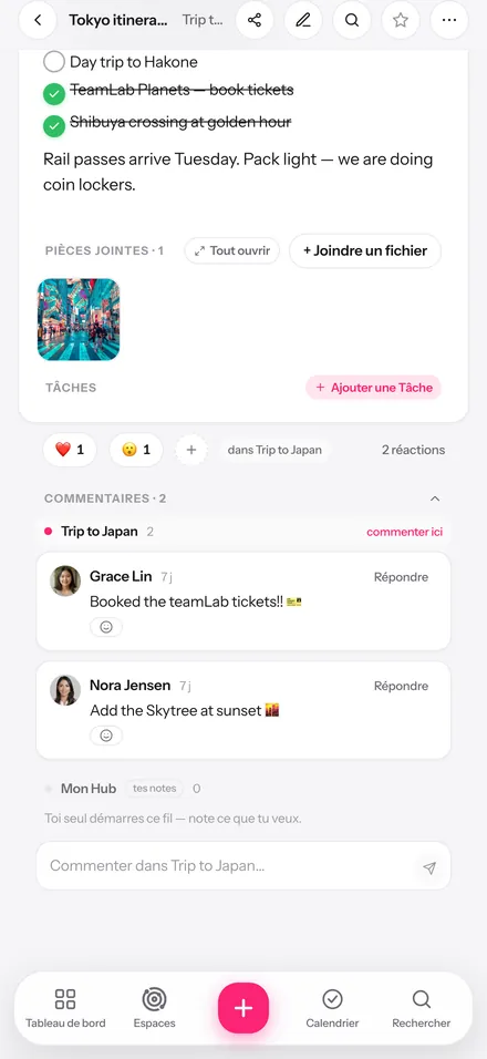 Commentaires et réactions dans une capsule Glim